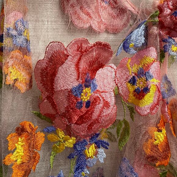 For Love and Lemons maxi dress floral embroidery sheer Medium - Picture 9 of 15